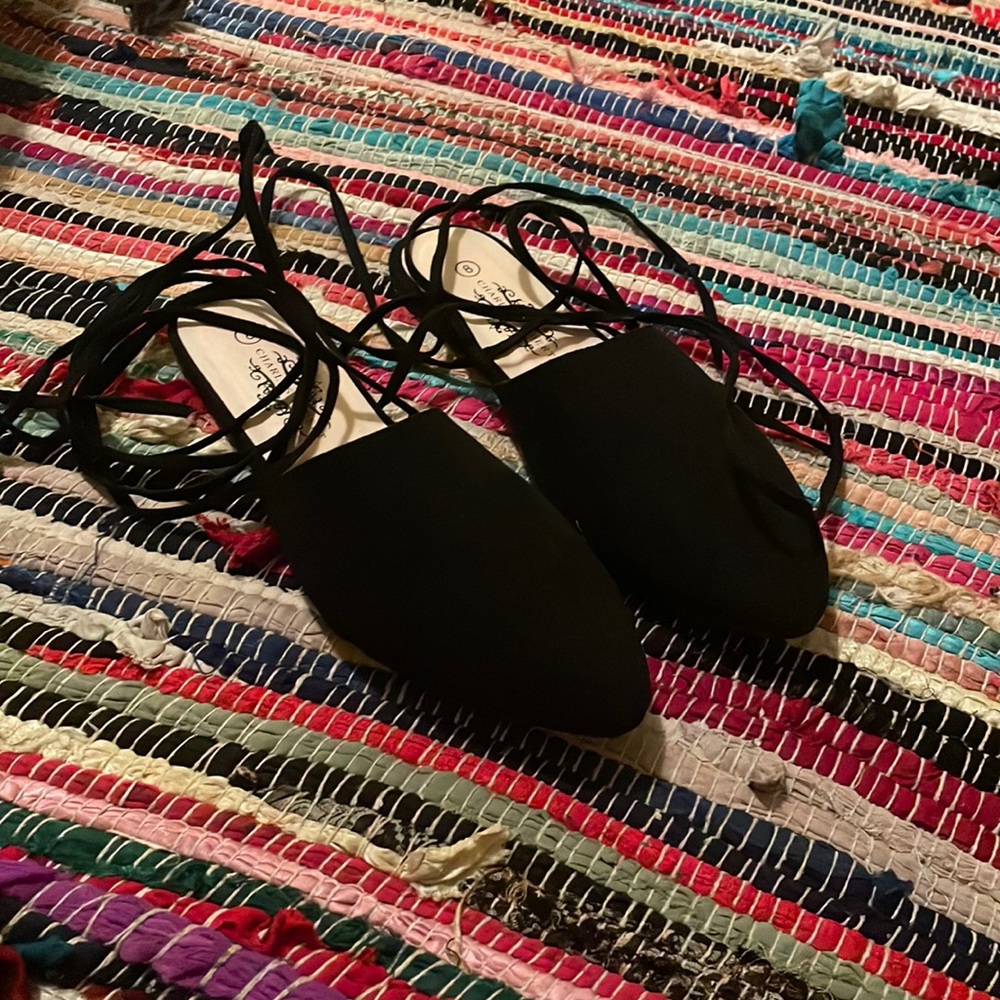 Black Lace Up Flats